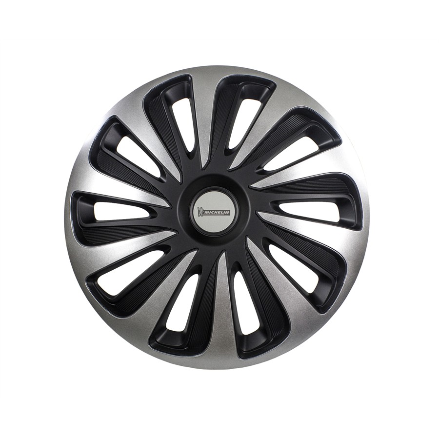 Enjoliveurs TerRAMIX Lot De 4 - Noir Et Argent, Diamètre 15 Pouces, Montage Facile Sans Outil