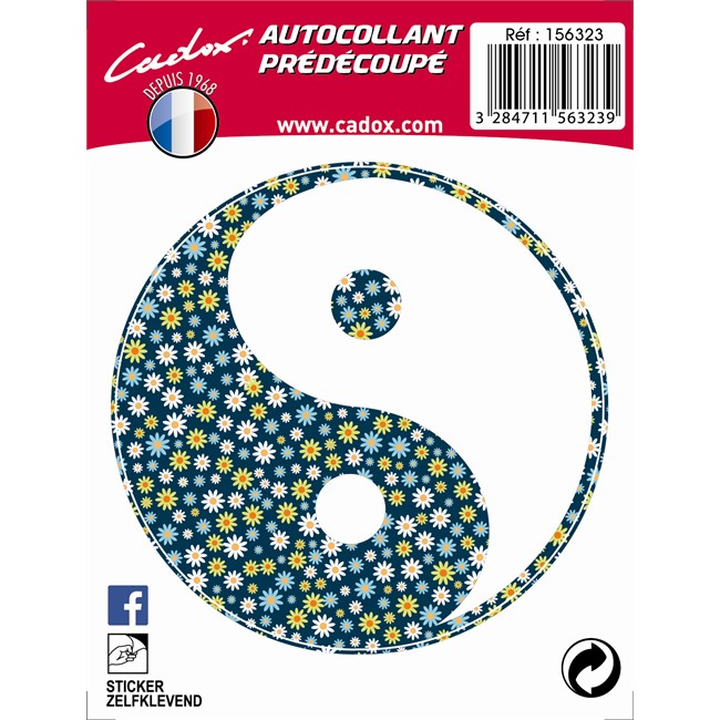 1 Sticker Autocollant Cadox Fleur Ying Yang