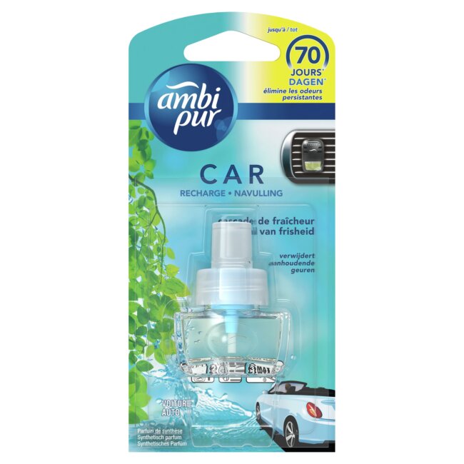 Recharge Désodorisant Voiture Ambipur Car Fraîcheur Cascade