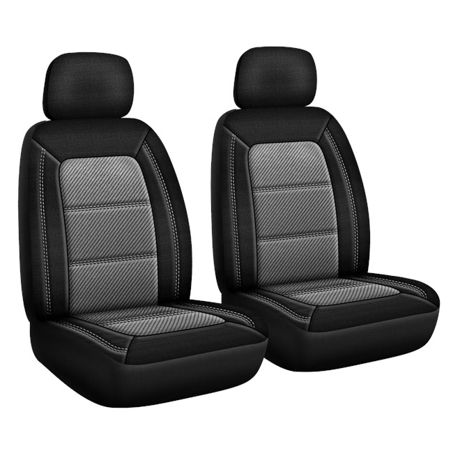 Jeu De Housses Universelles 2 Sièges Avants Noir Et Gris