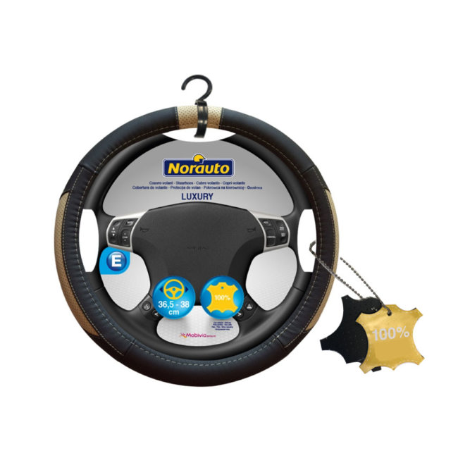 Couvre-volant Norauto En Cuir Noir Et Marron