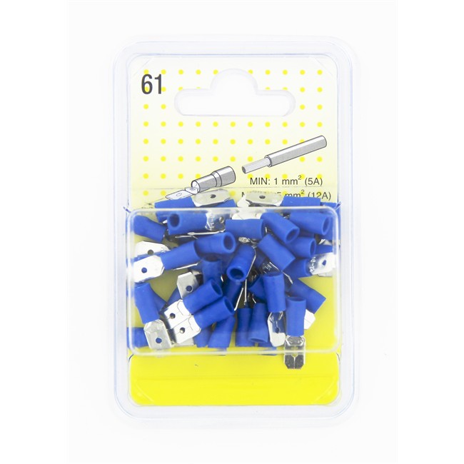 40 Cosses Plates Bleues 6,3 Mm Mâle