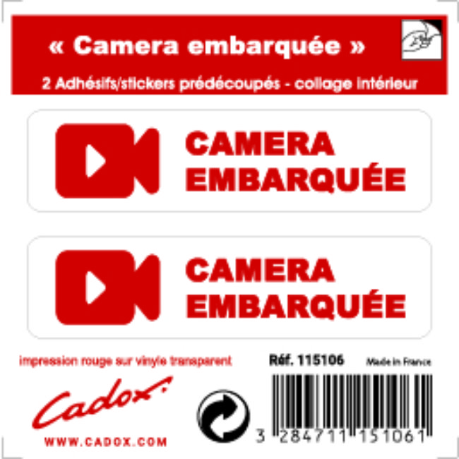 2 Stickers Autocollant Cadox Caméra Embarquée
