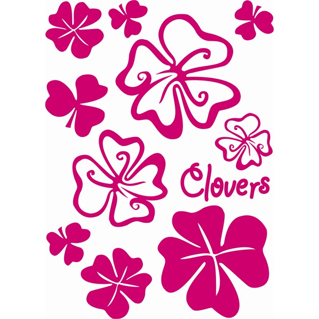 10 Stickers Autocollants Transférables Cadox Fleurs Clovers Fuschia