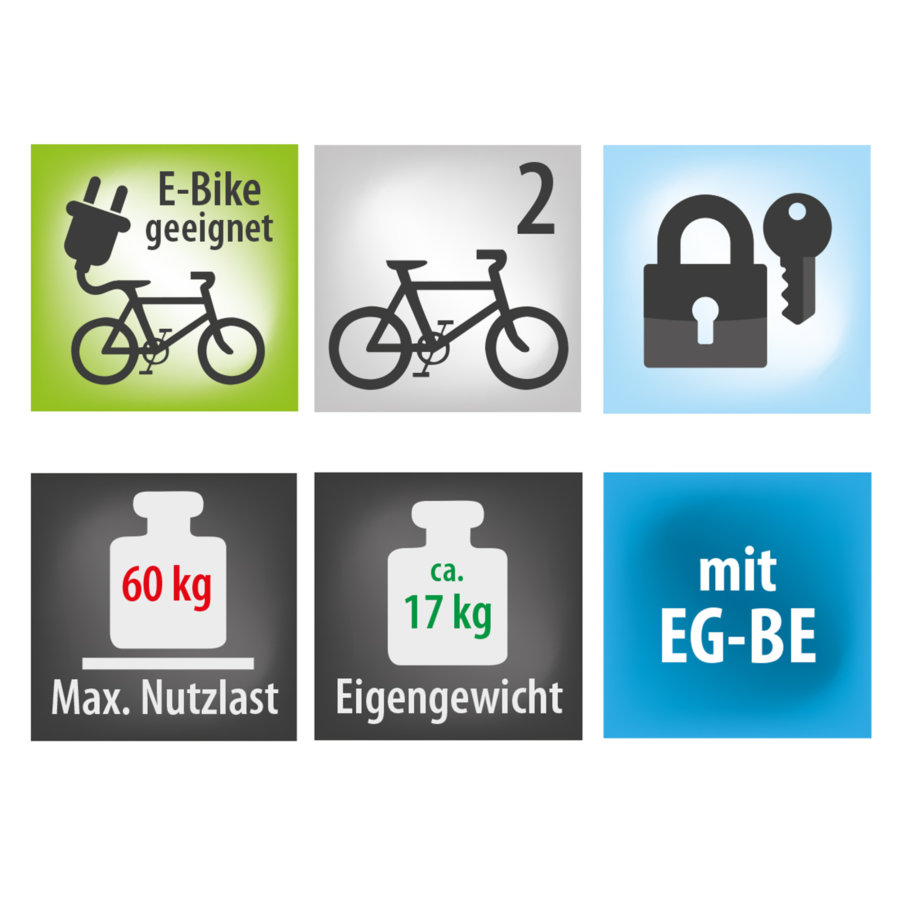 Porte-vélos Eufab PROBC2+ Pour 2 Vélos, Dont E-Bike, Pour T5/T6, Avec Sac, Neuf