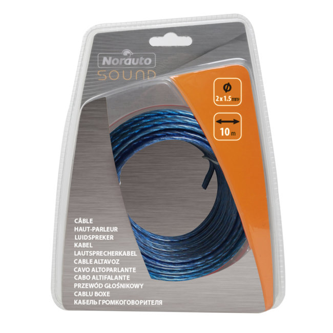 Câble Haut-parleur Torsadé 2x1.5 Mm² 10 M Bleu Norauto Sound