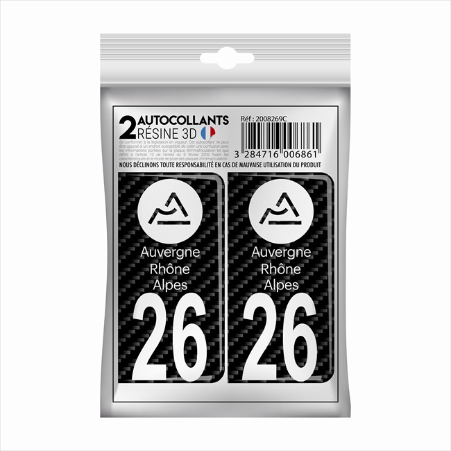 2 Stickers En 3d Effet Carbone Cadox Département Drôme 26