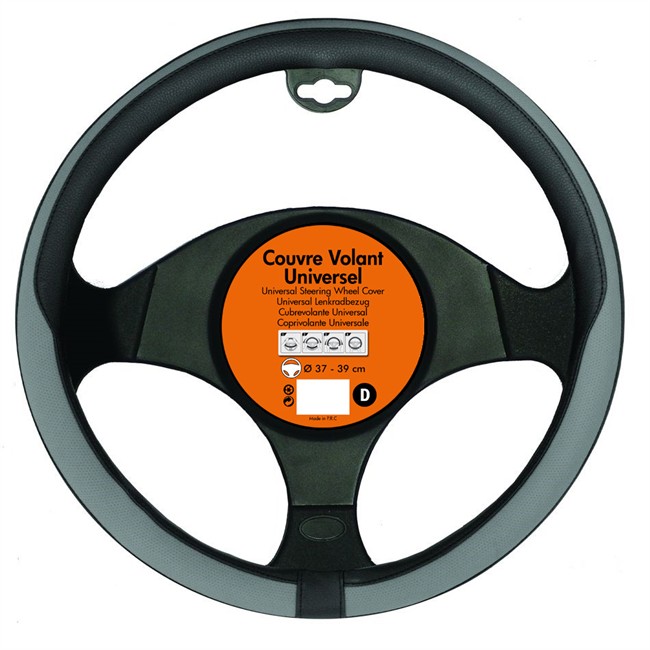 Couvre Volant Turbotech Simili Cuir Noir Et Gris