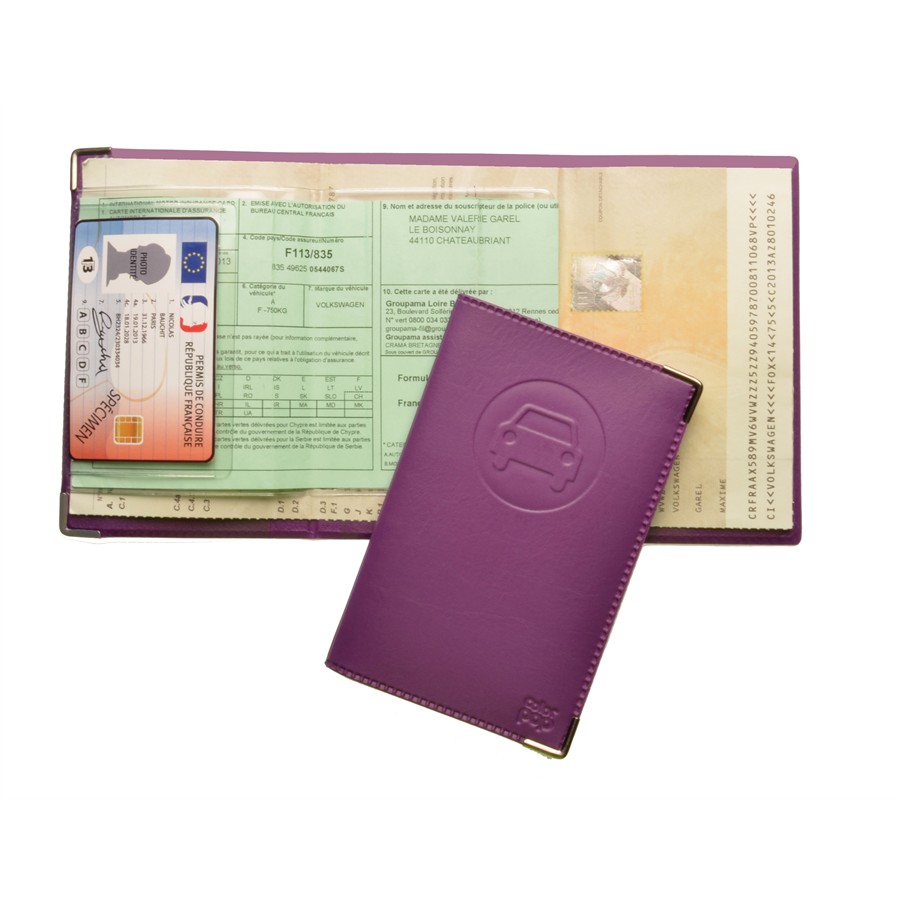 Porte-papiers Voiture Color Pop - Pour Permis, Carte Grise, Assurance - PVC - Fabriqué En France - 4