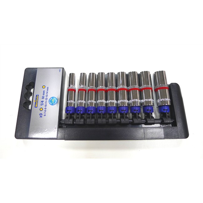 9 Douilles Longues 6 Pans 6-14 Mm Carré 1/4'' Norauto