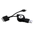 C&acirc;ble USB / micro-USB / connecteur iPhone r&eacute;tractable TNB 80 cm