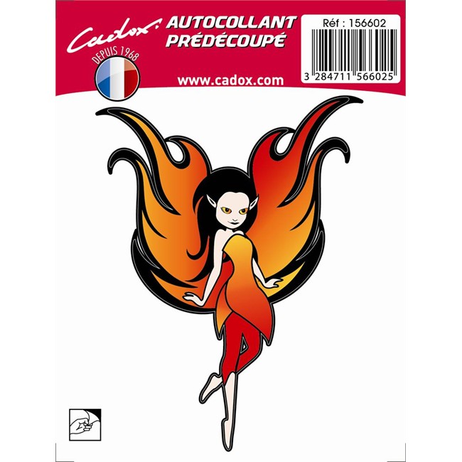 1 Sticker Autocollant Cadox Fée Orange