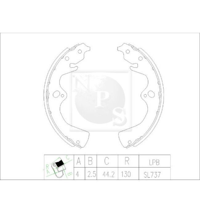 Jeu De 4 Mâchoires De Frein Nps K350a09