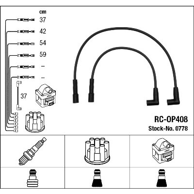 Faisceau HT NGK RC-OP418 - Pour Opel Calibra, Vectra A, Astra F, Kadett E (modèles 1.8i, 2.0i 1990-2001)