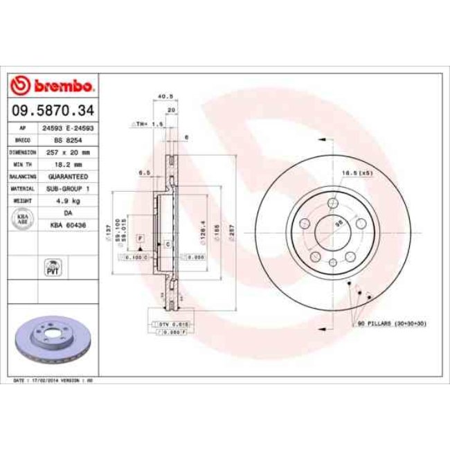 2 Disques De Frein Brembo 09.5870.34