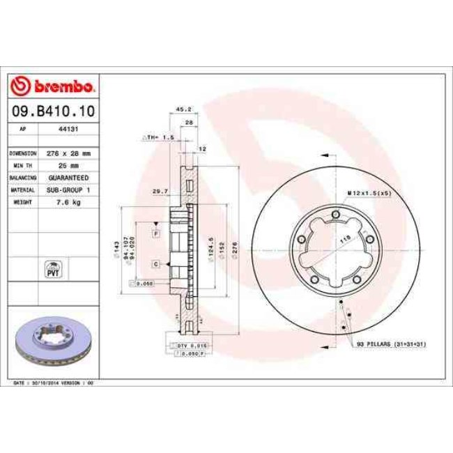 2 Disques De Frein Brembo 09.b410.10