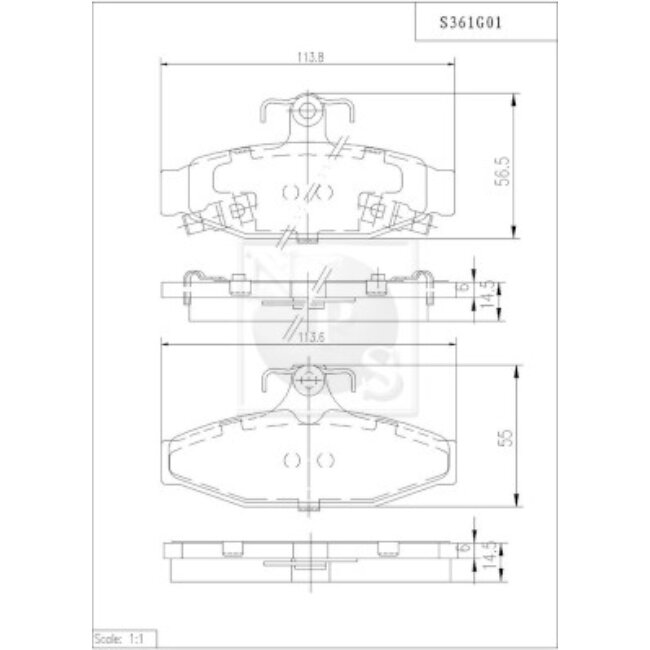4 Plaquettes De Frein Nps S361g01
