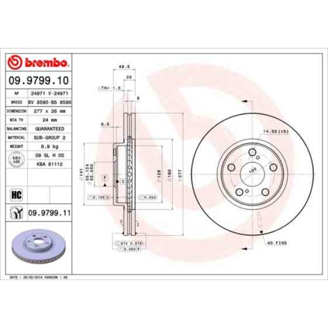 2 Disques De Frein Brembo Vernis Uv 09.9799.11