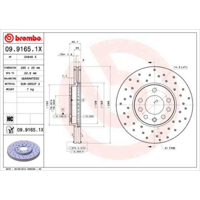 2 Disques De Frein Brembo Xtra Vernis Uv 09.9165.1x