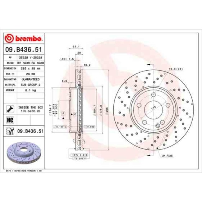 2 Disques De Frein Brembo Xtra Vernis Uv 09.b436.51