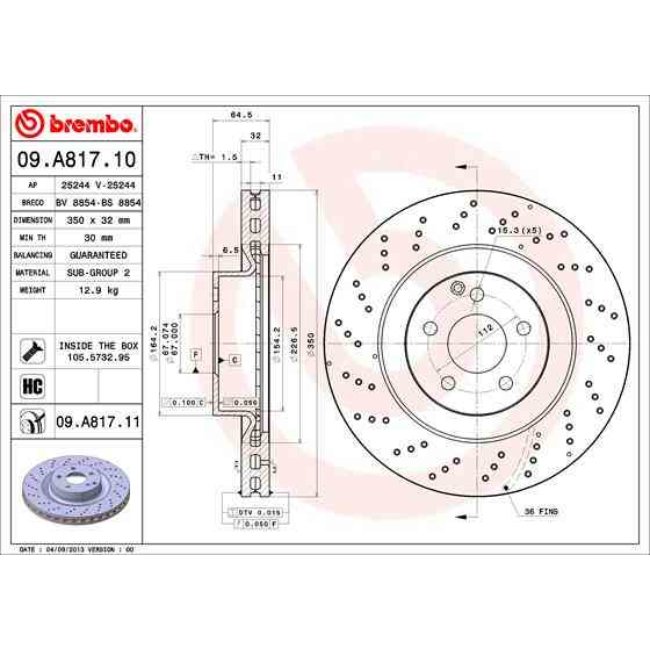 1 Disque De Frein Brembo Xtra Vernis Uv 09.a817.11