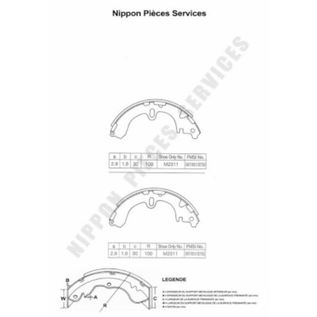 Jeu De 4 Mâchoires De Frein Nps T350a61