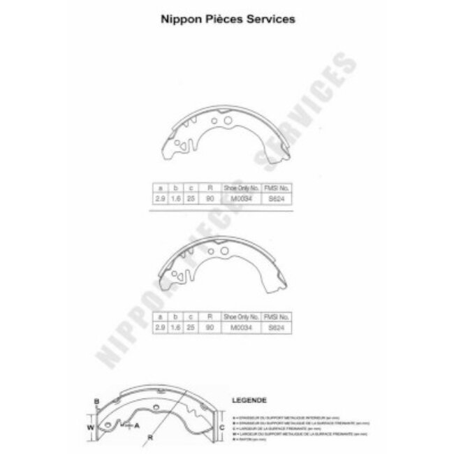 Jeu De 4 Mâchoires De Frein Nps D350u21
