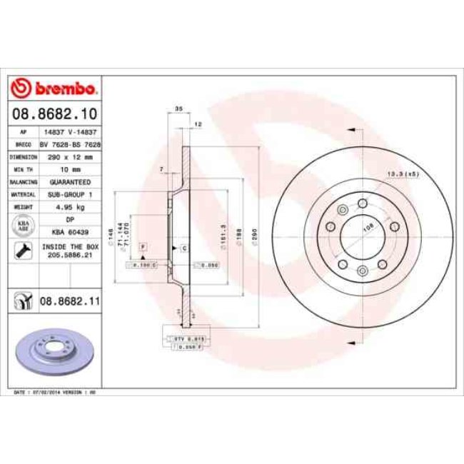 2 Disques De Frein Brembo Vernis Uv 08.8682.11