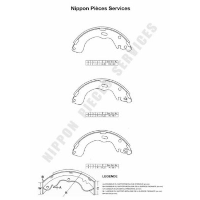 Jeu De 4 Mâchoires De Frein Nps M350a07