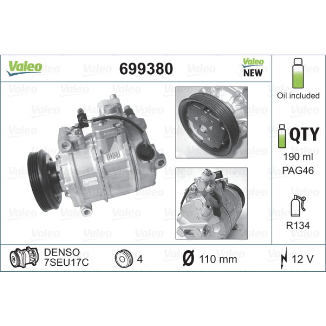 Compresseur De Climatisation Valeo 699380