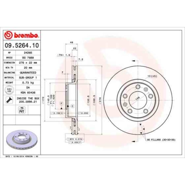 2 Disques De Frein Brembo 09.5264.10