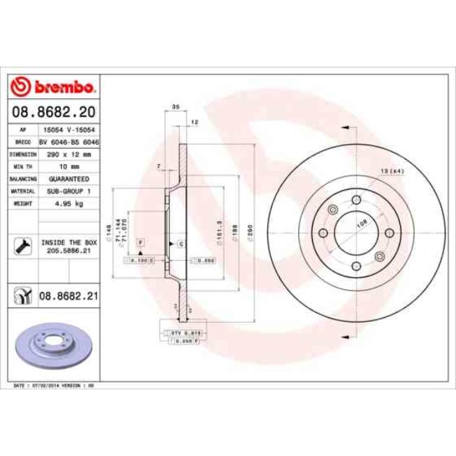 2 Disques De Frein Brembo Vernis Uv 08.8682.21