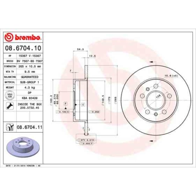 2 Disques De Frein Brembo Vernis Uv 08.6704.11