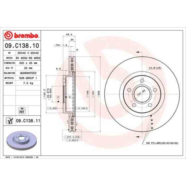 2 Disques De Frein Brembo Vernis Uv 09.c138.11