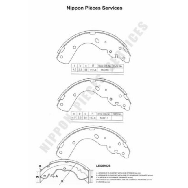 Jeu De 4 Mâchoires De Frein Nps M350a04
