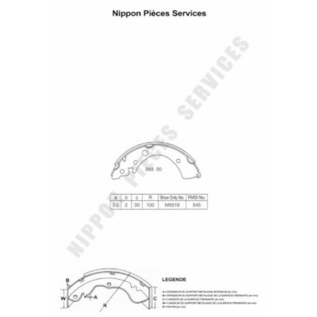 Jeu De 4 Mâchoires De Frein Nps H350a09