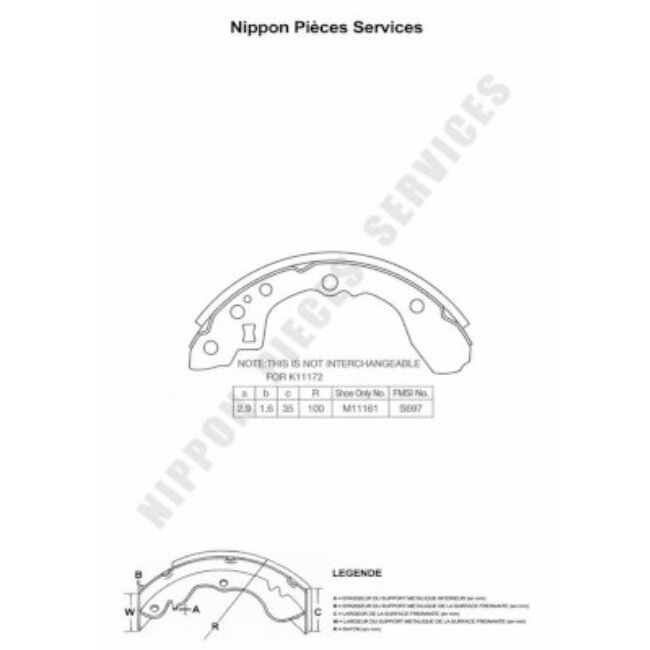 Jeu De 4 Mâchoires De Frein Nps K350a01