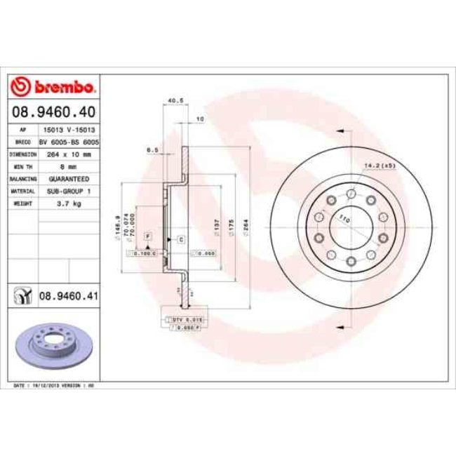 2 Disques De Frein Brembo Vernis Uv 08.9460.41