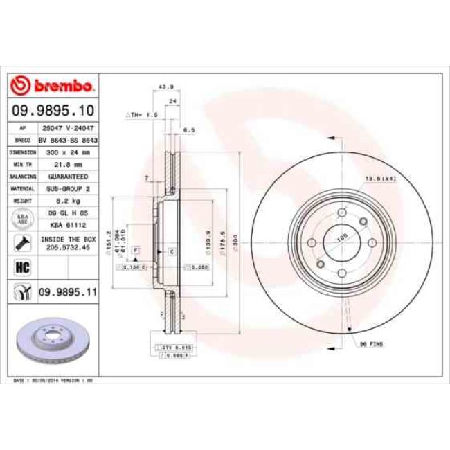 2 Disques De Frein Brembo Vernis Uv 09.9895.11