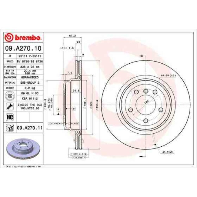 2 Disques De Frein Brembo Vernis Uv 09.a270.11