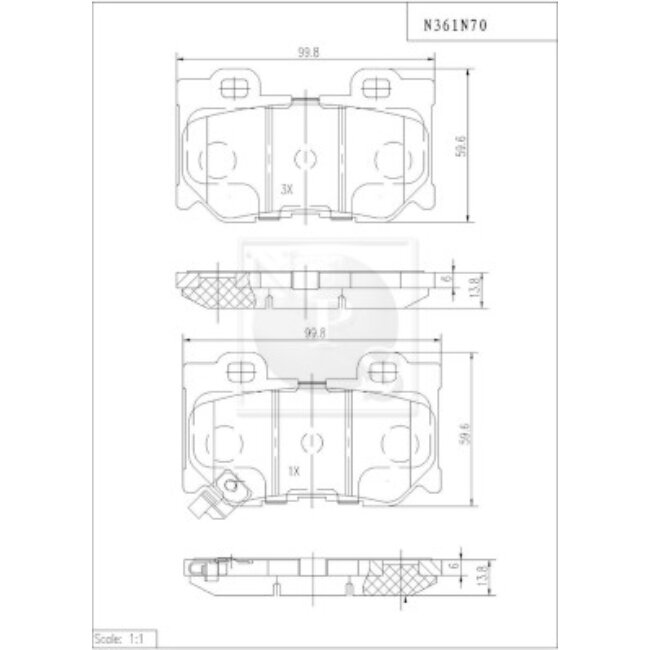 4 Plaquettes De Frein Nps N361n70