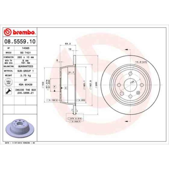 2 Disques De Frein Brembo 08.5559.10