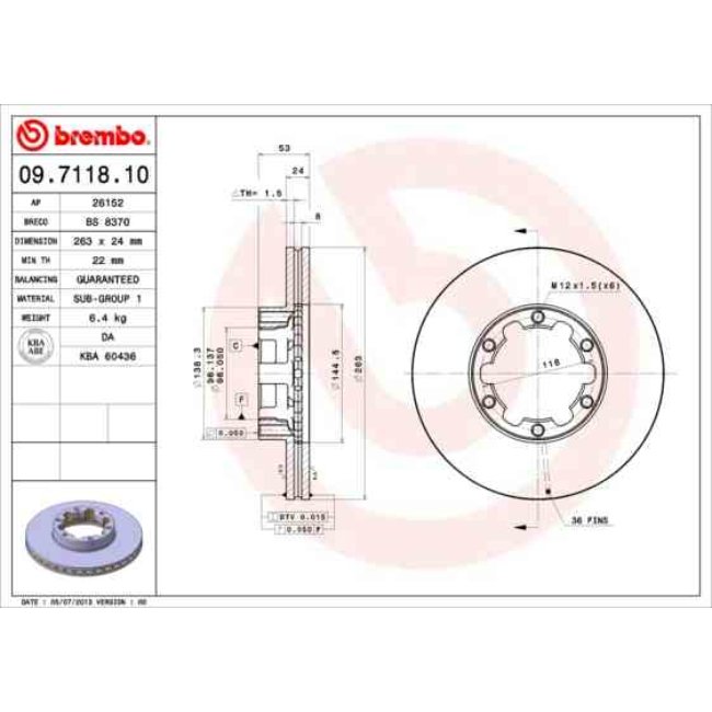 2 Disques De Frein Brembo 09.7118.10