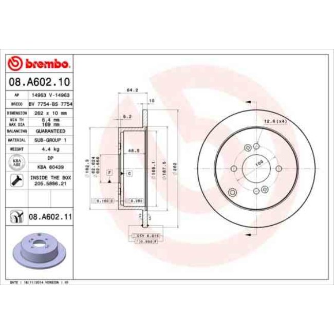 2 Disques De Frein Brembo Vernis Uv 08.a602.11