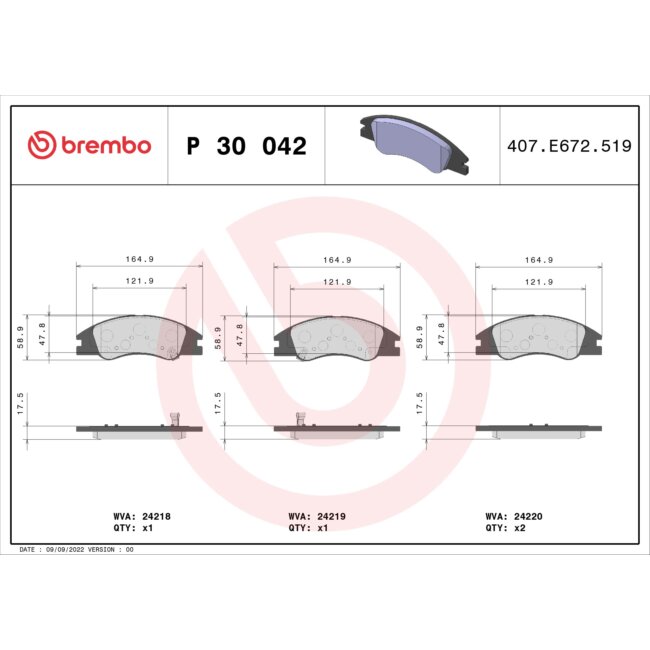 4 Plaquettes De Frein Brembo P30042
