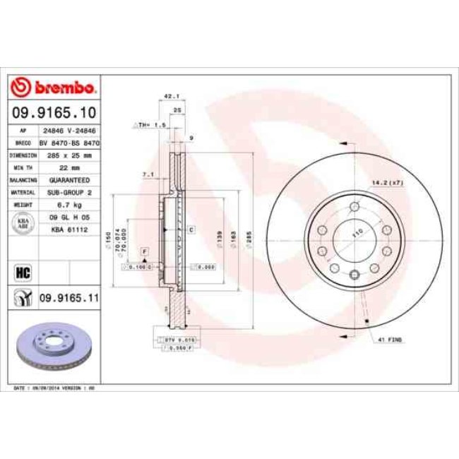 2 Disques De Frein Brembo Vernis Uv 09.9165.11