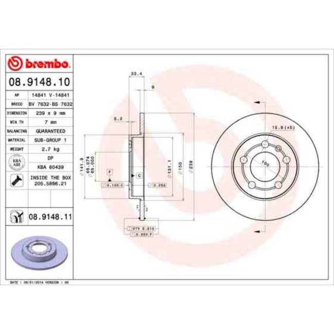 2 Disques De Frein Brembo Vernis Uv 08.9148.11