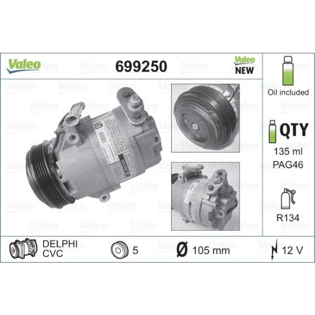 Compresseur De Climatisation Valeo 699250