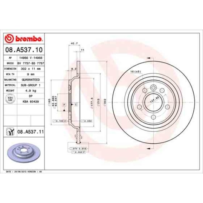 2 Disques De Frein Brembo Vernis Uv 08.a537.11