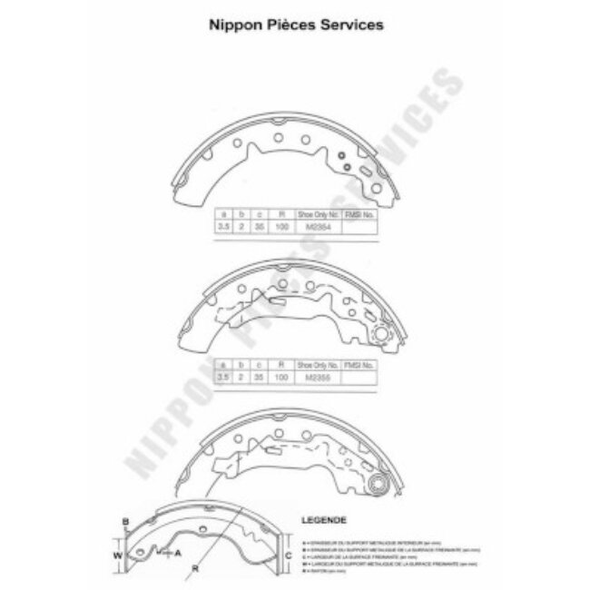 Jeu De 4 Mâchoires De Frein Nps T350a72